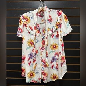 Stetson Floral Western Button Front Shirt Womens Medium Pearl Snap